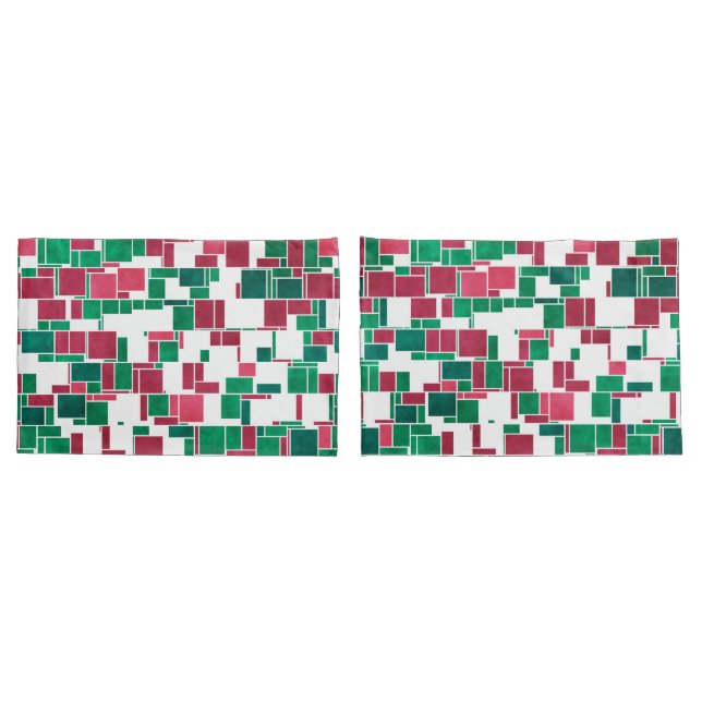 Mondrian de Natal Vermelho e Verde Moderno (Verso - conjunto)