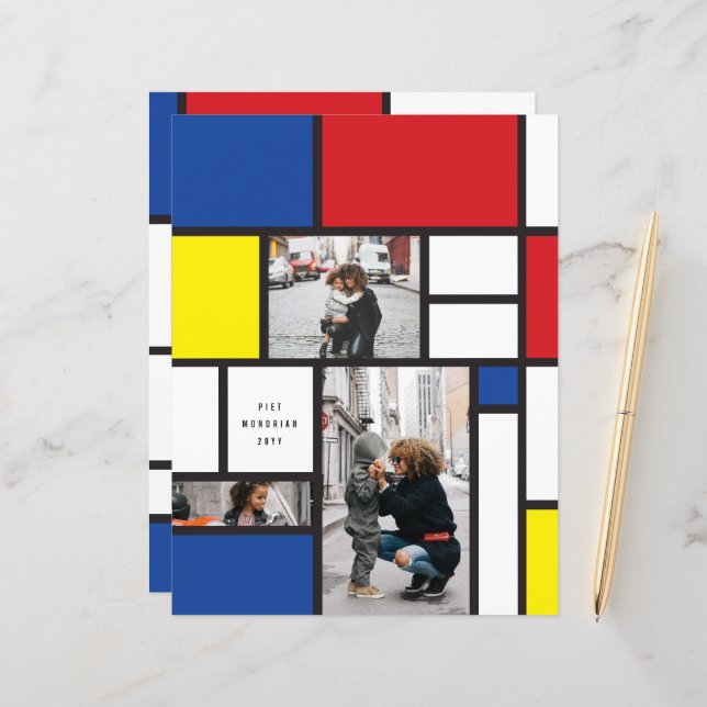 Mondrian Minimalist De Stijl Geo Modern Art Foto (Frente/Verso In Situ)