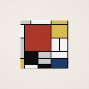 Mondrian Painting Red Plane Yellow Black Cinza Blu