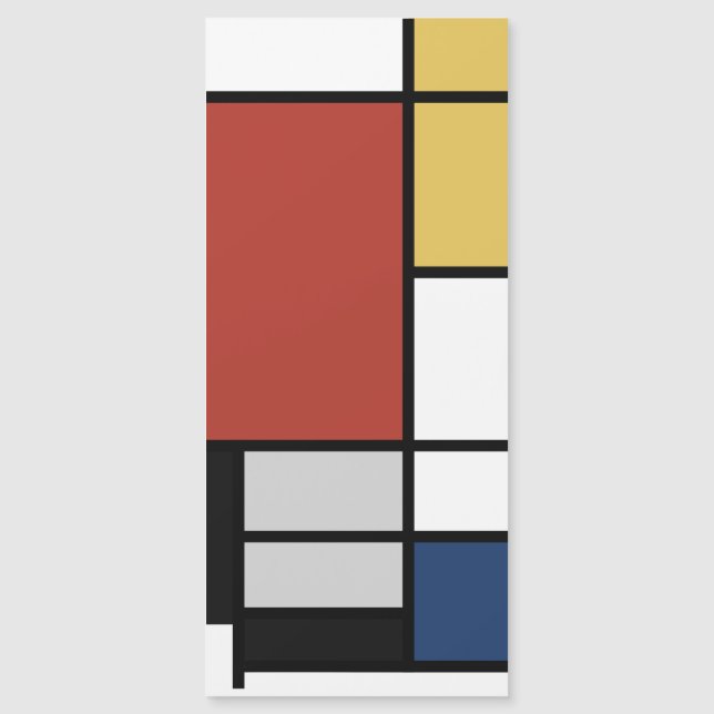 Mondrian Painting Red Plane Yellow Black Cinza Blu (Frente)