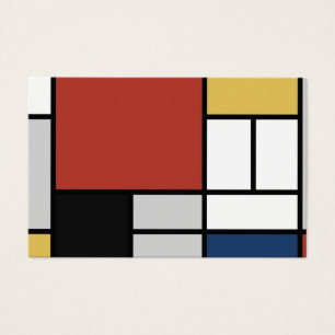 Mondrian Painting Red Plane Yellow Black Cinza Blu