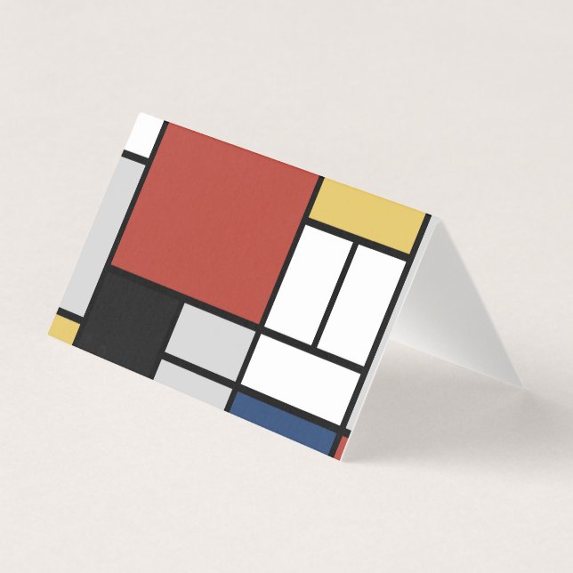 Mondrian Painting Red Plane Yellow Black Cinza Blu (Frente)