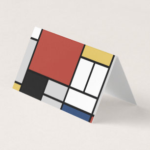 Mondrian Painting Red Plane Yellow Black Cinza Blu