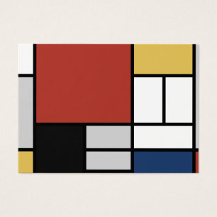 Mondrian Painting Red Plane Yellow Black Cinza Blu
