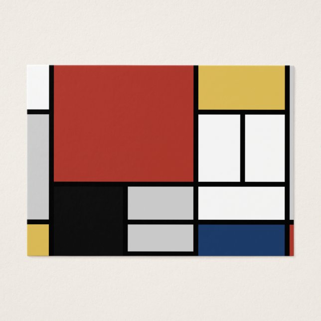 Mondrian Painting Red Plane Yellow Black Cinza Blu (Frente)