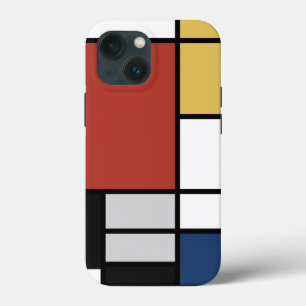 Mondrian Painting Red Plane Yellow Black Cinza Blu