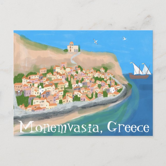 MONEMVASIA GRÉCIA Ilha Arte Viagem Cartão Postal (Frente)