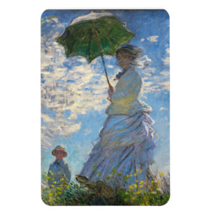 Monet a mulher do passeio com um ímã do parasol