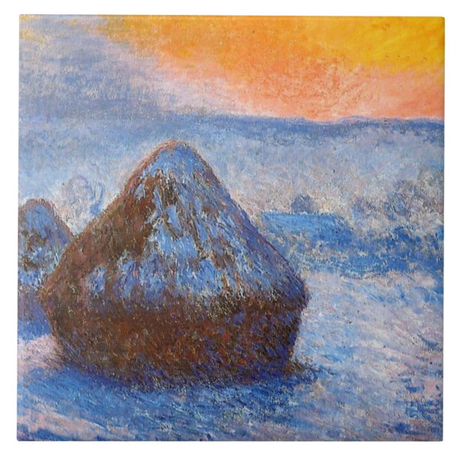 Monet - Grainstacks no Sunset, Efeito na Neve, (Frente)