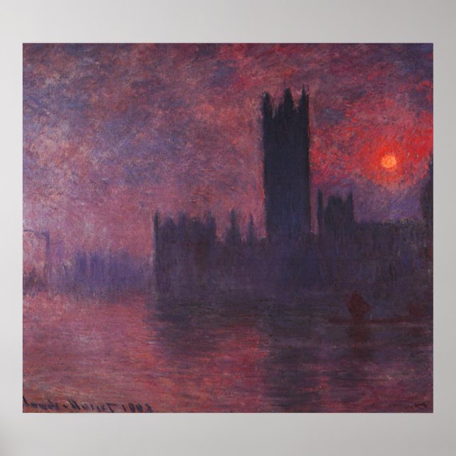 Monet Houses, no Sunset Poster (Frente)