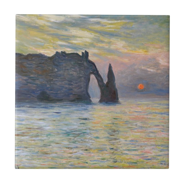 Monet - Manneport, Cliff em Etretat, Sunset (Frente)