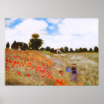 Monet Poppies Poster<br><div class="desc">Monet Poppies poster. Óleo na canvas de 1873. Uma das pinturas anteriores mais famosas e amadas de Monet, Coquelicots ou Red Poppies, apresenta duas mulheres a caminhar com os seus filhos num campo ensolarado de flores de papoila vermelhas. Um presente bonito para fãs de Monet, pinturas de Red Poppy, arte...</div>