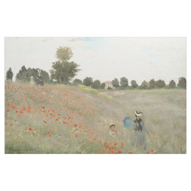 Monet Red Poppy Field Wildflower Tecido (Jarda)