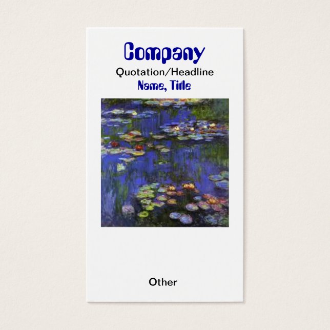 Monet Waterlílias Personalizadas Exibição/Negócios (Frente)