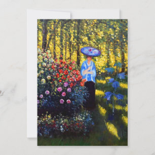 Monet Woman com Parasol no Cartão Jardim