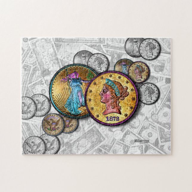 Money Big Coins Dourado Quebra-cabeça Dólar (Horizontal)