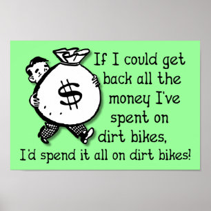 Money On Dirt Bikes Motocross Engraçado Poster