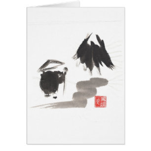 Monge do zen e montanha do cartão da iluminação