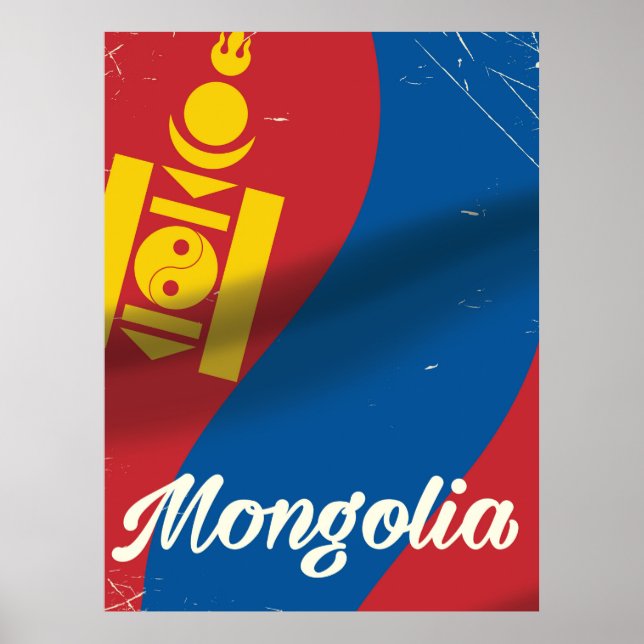 Mongolia vintage style travel poster (Frente)