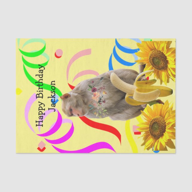 Monkey Happy Birday - Papel de Tecido (Frente )