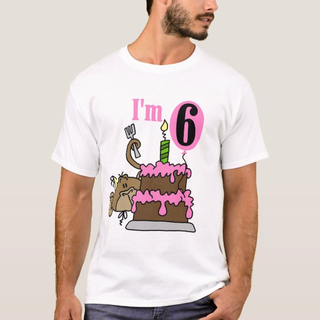 Monkey o 6os camiseta e presentes do aniversário (Frente)