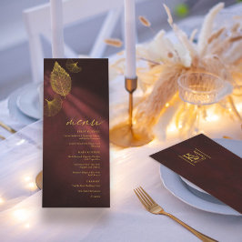 Monlight Romance Wedding Menu Burgundy ID881