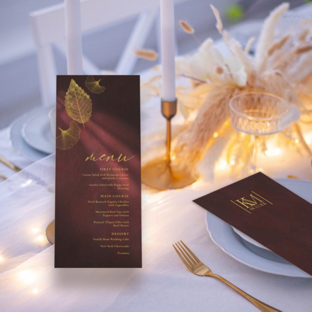Monlight Romance Wedding Menu Burgundy ID881 (Criador carregado)