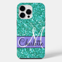 Mono-Mato de Glitter espumante teal monograma