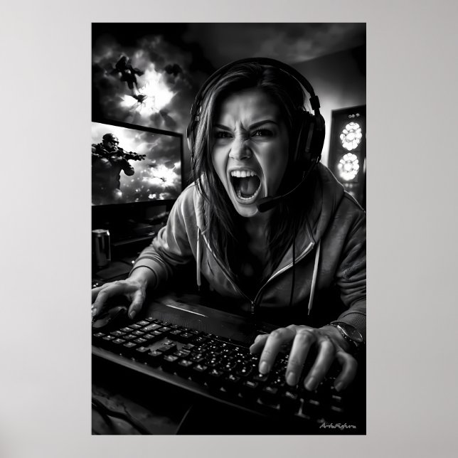Monochrome Frenzy Gamer Portrait Poster (Frente)