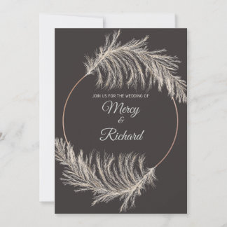 Monochrome Luxury Pampas Grass Boho Wedding Card