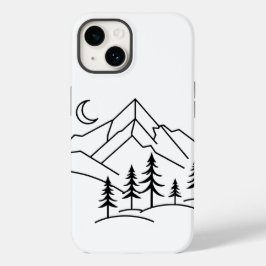 Monochrome Mountain and Pine Forest Phone Case