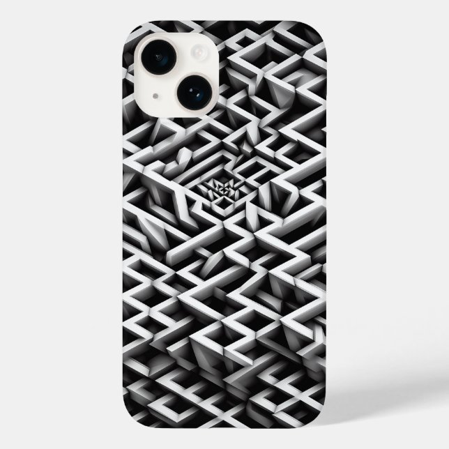 Monochrome Paradox Maze Phone Case - 3D black (Verso)