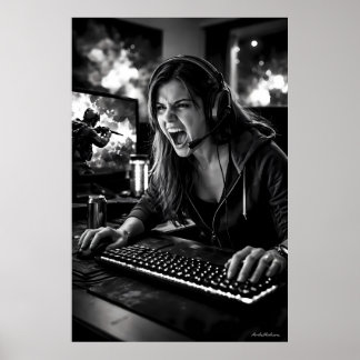 Monochrome Stress Burst Gamer Room Poster