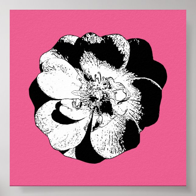 Monocromático - Poster Floral, a cor-de-rosa - Pop (Frente)
