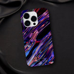 Monocromo Luminoso de Metal Líquido com Nome<br><div class="desc">Esta bela capa de telefone apresenta um fundo de metal líquido preto,  rosa e azul com texto personalizável moderno. Você pode personalizá-lo com seu próprio nome ou monograma. Este caso de dispositivo faz um presente de aniversário maravilhoso para qualquer um ou até um gafanhoto de estoque para os feriados.</div>