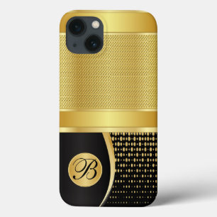 Monogram Black and Gold Metallic Mesh