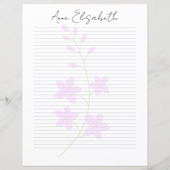 Monogram Chic Script Name Stationery Paper (Frente)