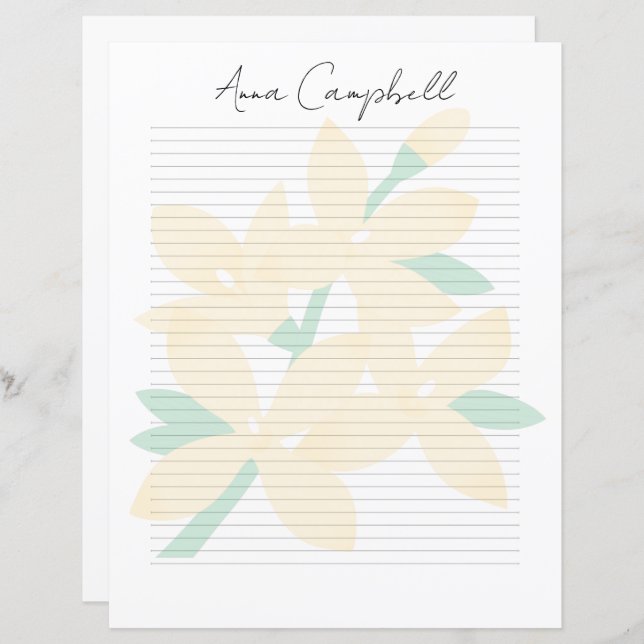 Monogram Chic Script Name Stationery Paper (Frente/Verso)
