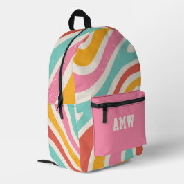 Monogram Colorful Retro Wavy Stripes