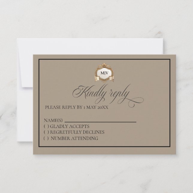 Monogram Crest RSVP card (Frente)