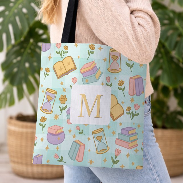 Monogram Magic Books Tote Bag Girly Mint Green (Criador carregado)