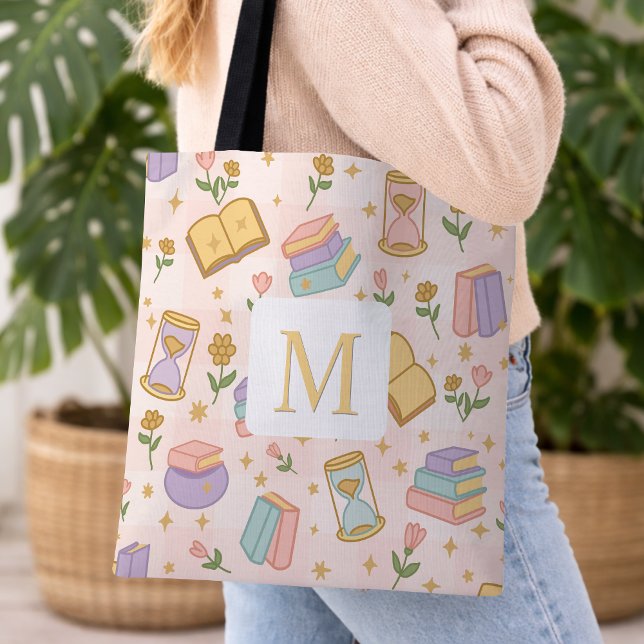 Monogram Magic Books Tote Bag Girly Pink (Criador carregado)