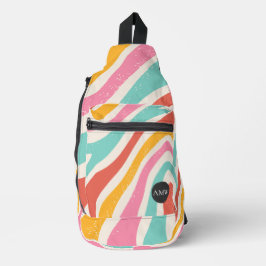 Monogram Retro Colorful Wavy Stripes