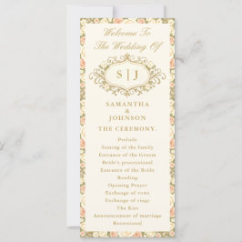 Monogram Vintage Ivory Wedding Ceremony Program