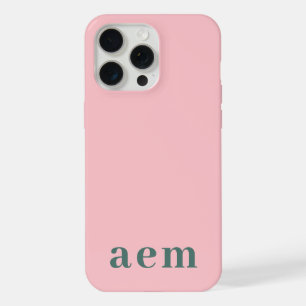 Monograma 3 iniciais rosa e verde minimalista