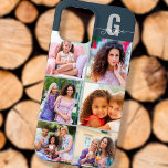 Monograma 6 Fotografia com Cinza Azul com Slate pa<br><div class="desc">Elegante e feminina, capas de iphone personalizada em azul ardente e cinza, com 6 de suas fotos favoritas, assim como seu monograma. Este bonito design tem uma inicial ousada com tipografia de script manuscrito para o seu nome. O modelo de foto está configurado para que você adicione 6 fotos que...</div>