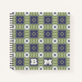 Monograma Abstrato de Aquarela Azul Geométrico Qua