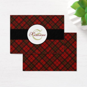 Monograma Adorável de Tartan de Natal Vermelho