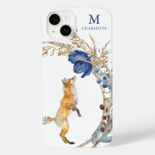 Monograma adorável raposa da floresta aquarela nom