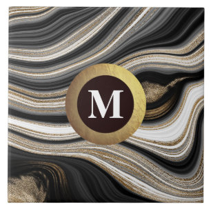 Monograma Agate Ouro branco preto